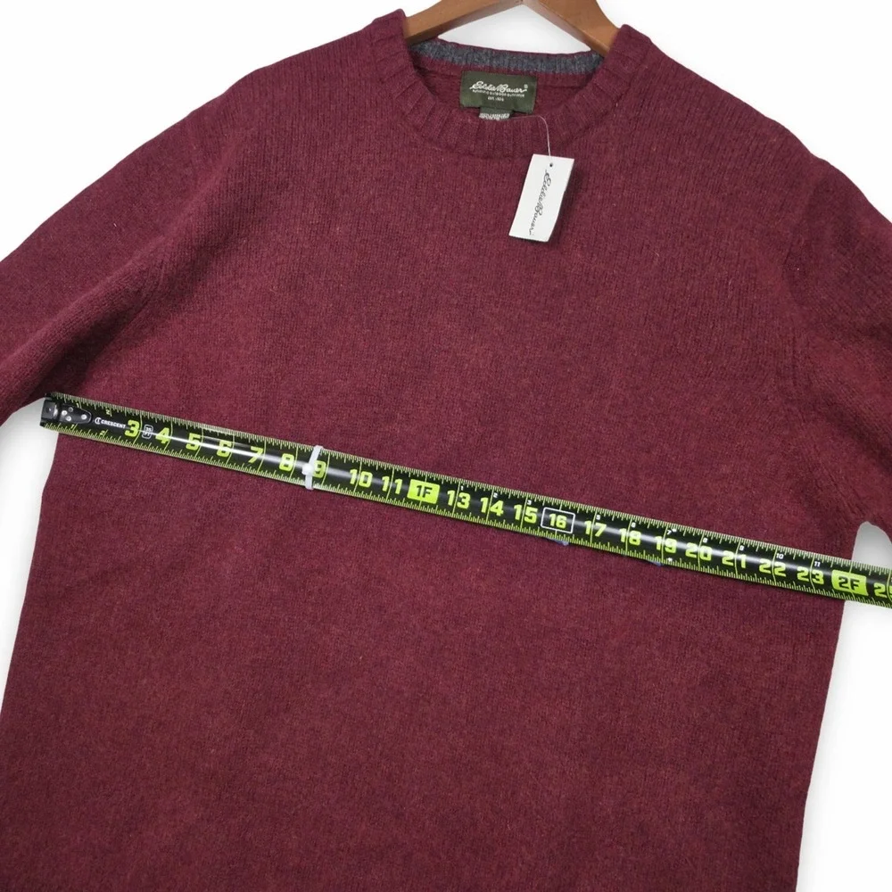 Vintage Eddie Bauer Lambswool Sweater Mens XL Burgundy Red Made in Australia NWT - Picture 7 of 10